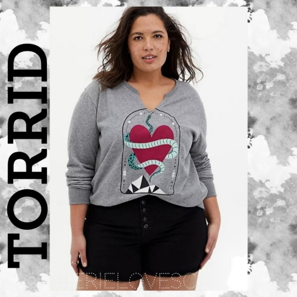 TORRID Snake Heart Split Neck Terry Sweatshirt! NWT!